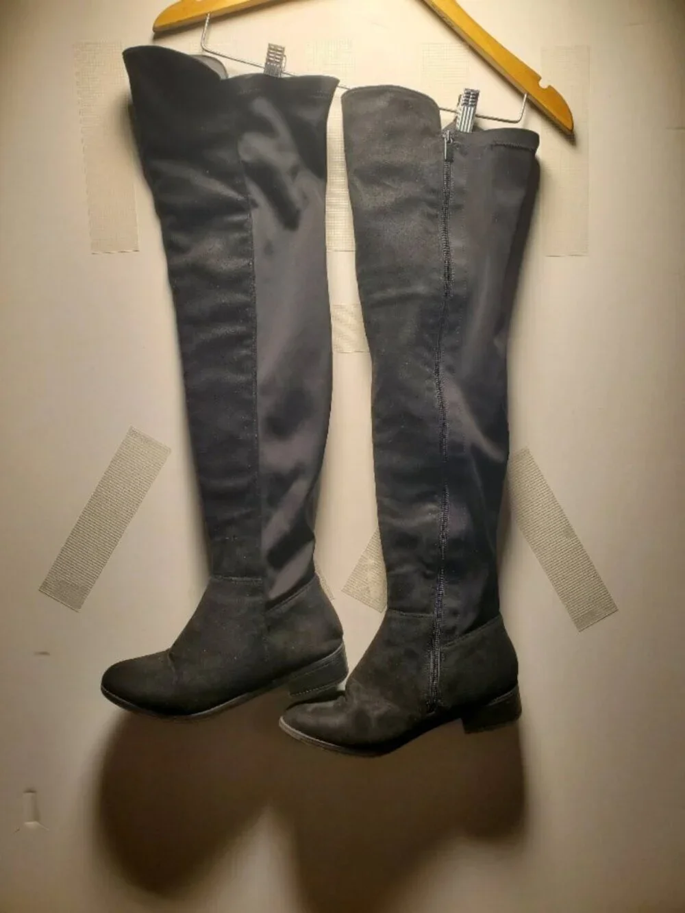 Women's Over-the-Knee Black Boots Size 9 Stretch Back Riding Style